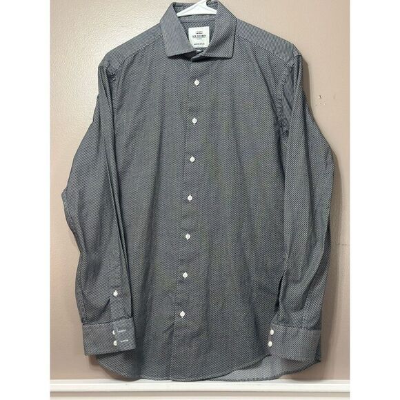 NWOT Ben Sherman Tailored Slim Fit Stretch Black Plaid Button Up Dress Shirt Men - Picture 2 of 10